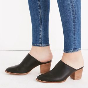Madewell Harper Black Leather Mules Size 7